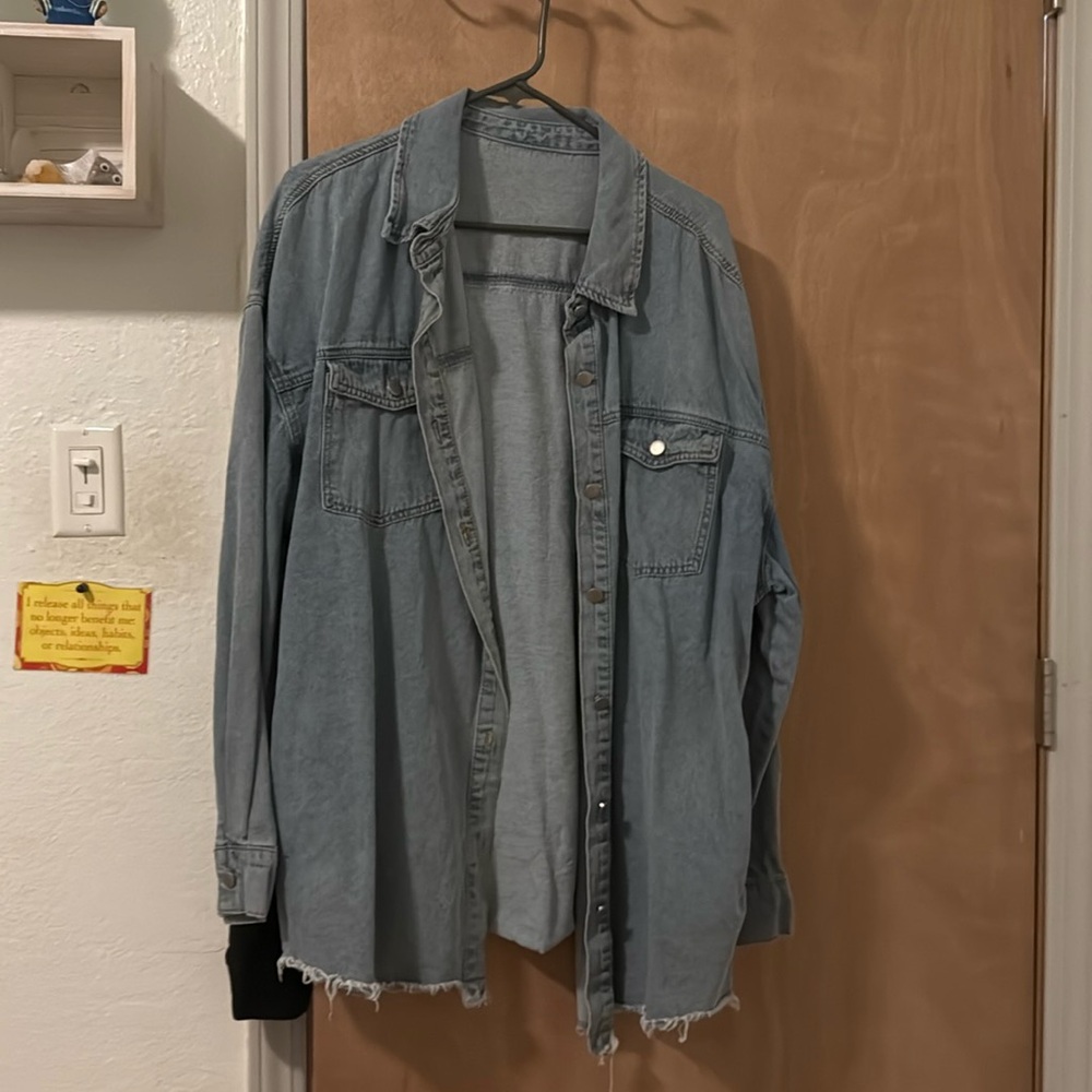 Oversized denim button up